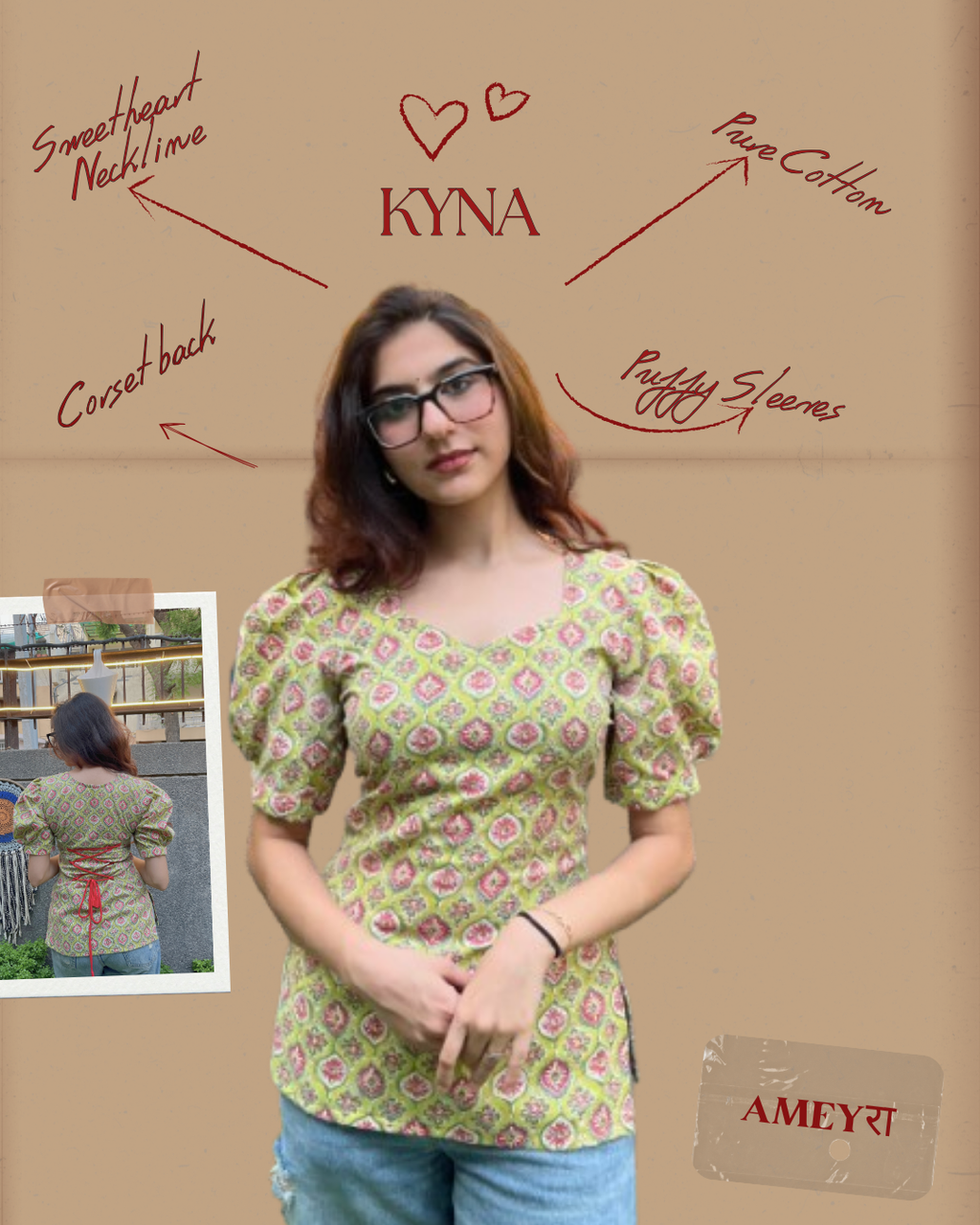 Kyna Puffy Sleeve Corset Back